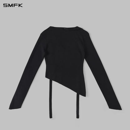 SMFK Myth Aeolus Asymmetry Slim Knit Pullover Silk+Lenzing Tencel+Cotton Wild Black