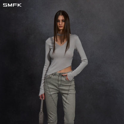 SMFK Myth Aeolus Asymmetry Slim Knit Pullover Silk+Lenzing Tencel+Cotton Glacier Grey