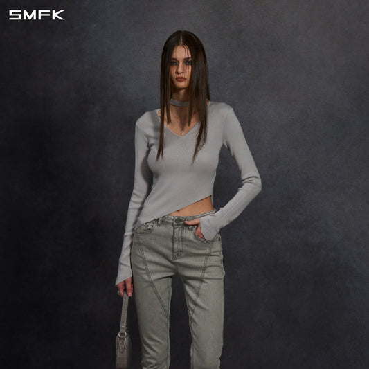 SMFK Myth Aeolus Asymmetry Slim Knit Pullover Silk+Lenzing Tencel+Cotton Glacier Grey