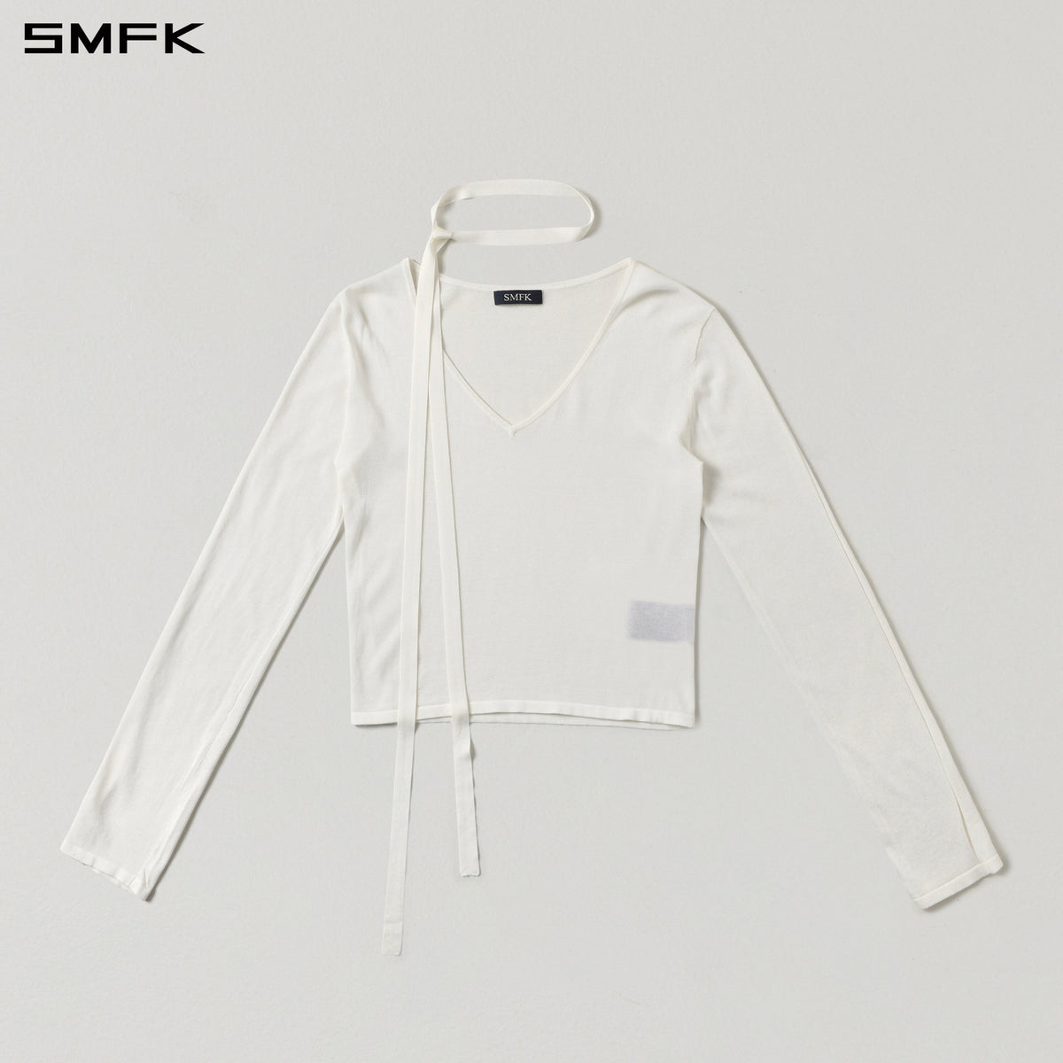 SMFK Myth Siren Rove V-Neck Slim Knit Pullover Acetate+Cotton Cloud White