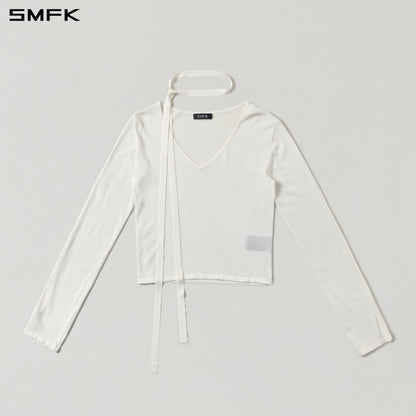 SMFK Myth Siren Rove V-Neck Slim Knit Pullover Acetate+Cotton Cloud White