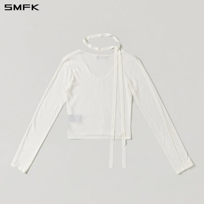 SMFK Myth Siren Rove V-Neck Slim Knit Pullover Acetate+Cotton Cloud White