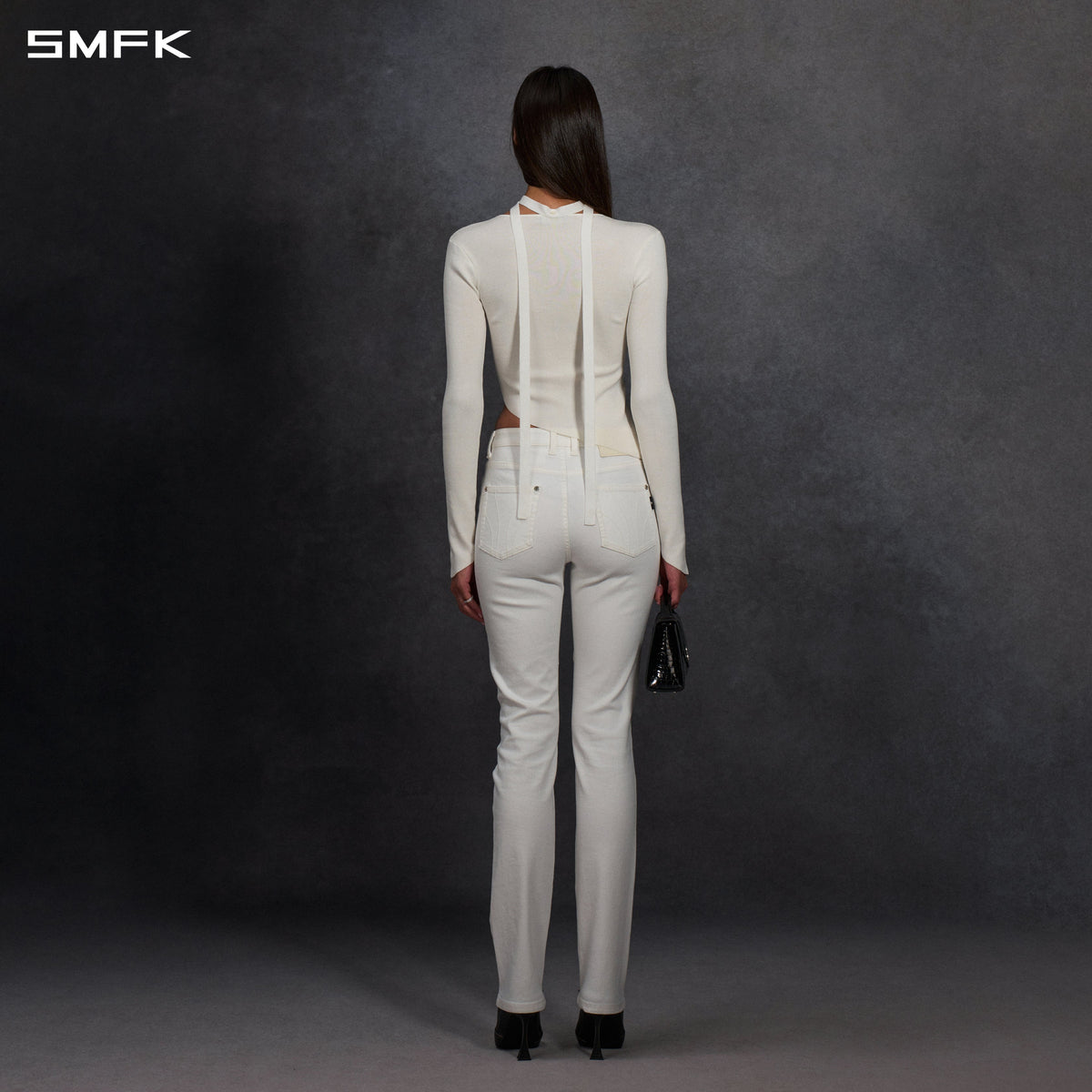 SMFK Myth Aeolus Asymmetry Slim Knit Pullover Silk+Lenzing Tencel+Cotton Cloud White