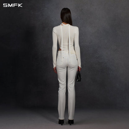 SMFK Myth Aeolus Asymmetry Slim Knit Pullover Silk+Lenzing Tencel+Cotton Cloud White