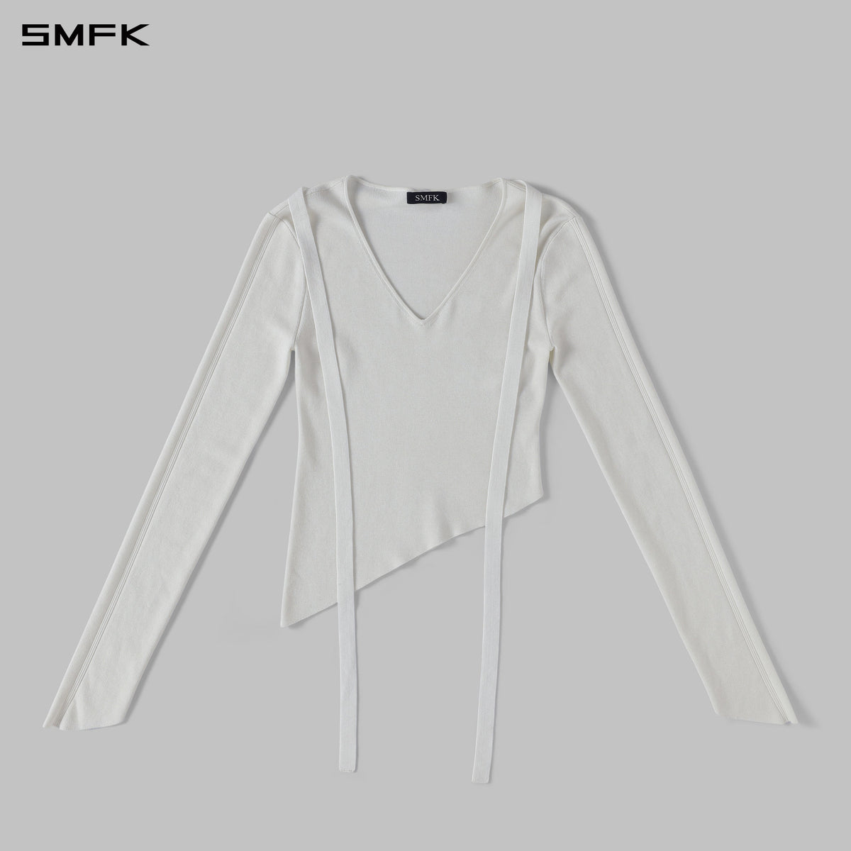 SMFK Myth Aeolus Asymmetry Slim Knit Pullover Silk+Lenzing Tencel+Cotton Cloud White