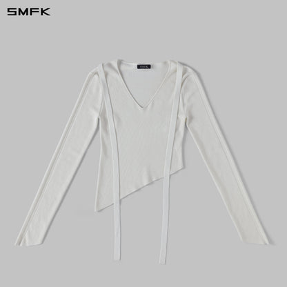 SMFK Myth Aeolus Asymmetry Slim Knit Pullover Silk+Lenzing Tencel+Cotton Cloud White