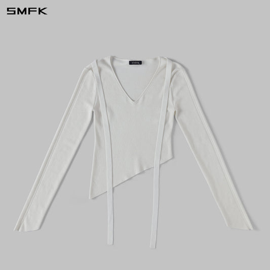 SMFK Myth Aeolus Asymmetry Slim Knit Pullover Silk+Lenzing Tencel+Cotton Cloud White