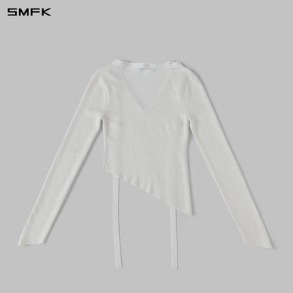 SMFK Myth Aeolus Asymmetry Slim Knit Pullover Silk+Lenzing Tencel+Cotton Cloud White