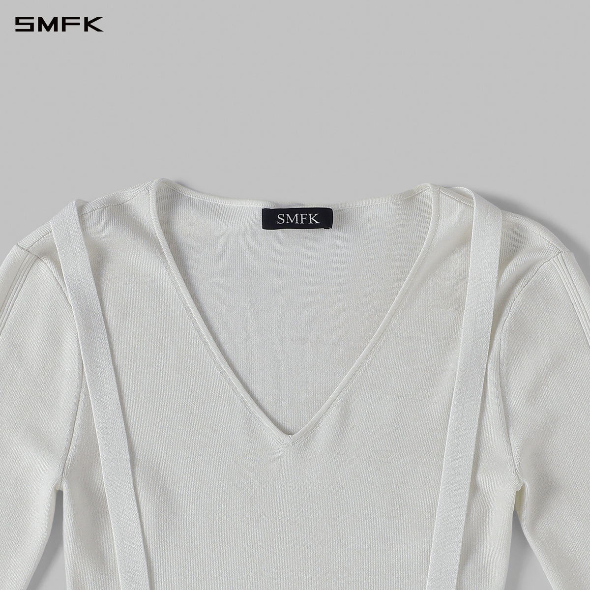 SMFK Myth Aeolus Asymmetry Slim Knit Pullover Silk+Lenzing Tencel+Cotton Cloud White