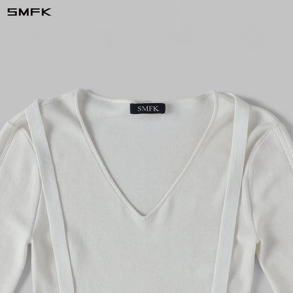 SMFK Myth Aeolus Asymmetry Slim Knit Pullover Silk+Lenzing Tencel+Cotton Cloud White