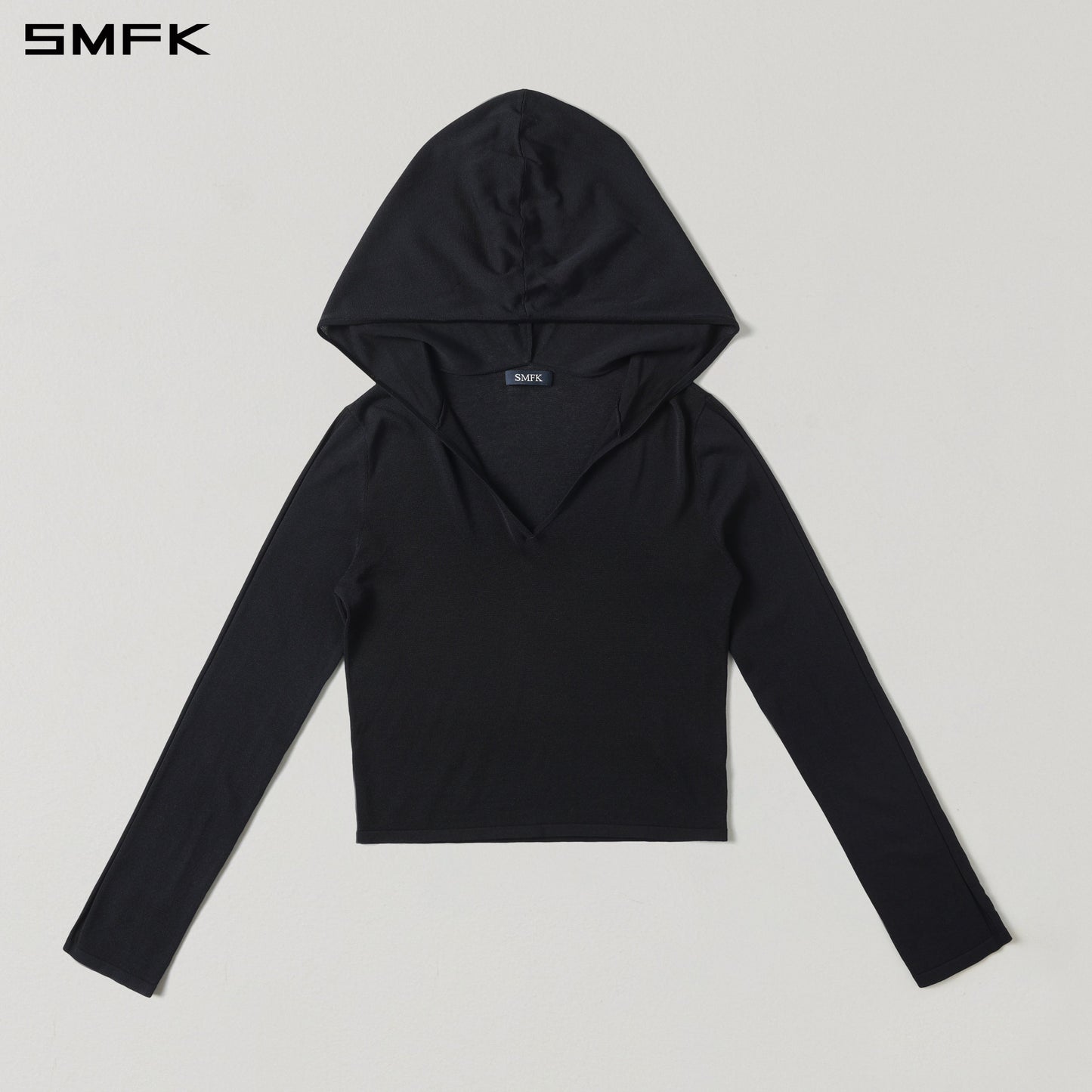 Myth Siren Rove Slim Knit Hoodie Acetate+Cotton Wild Black