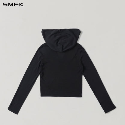 Myth Siren Rove Slim Knit Hoodie Acetate+Cotton Wild Black