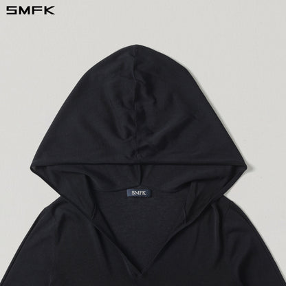 Myth Siren Rove Slim Knit Hoodie Acetate+Cotton Wild Black
