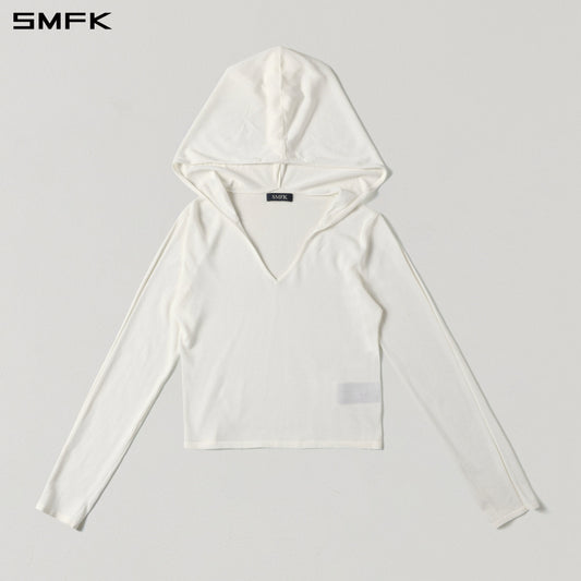 SMFK Myth Siren Rove Slim Knit Hoodie Acetate+Cotton Cloud White