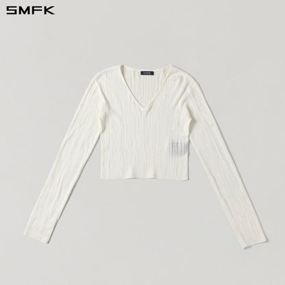SMFK Mirage Siren Visional Knit Short Pullover Acetate+Cotton Cloud White