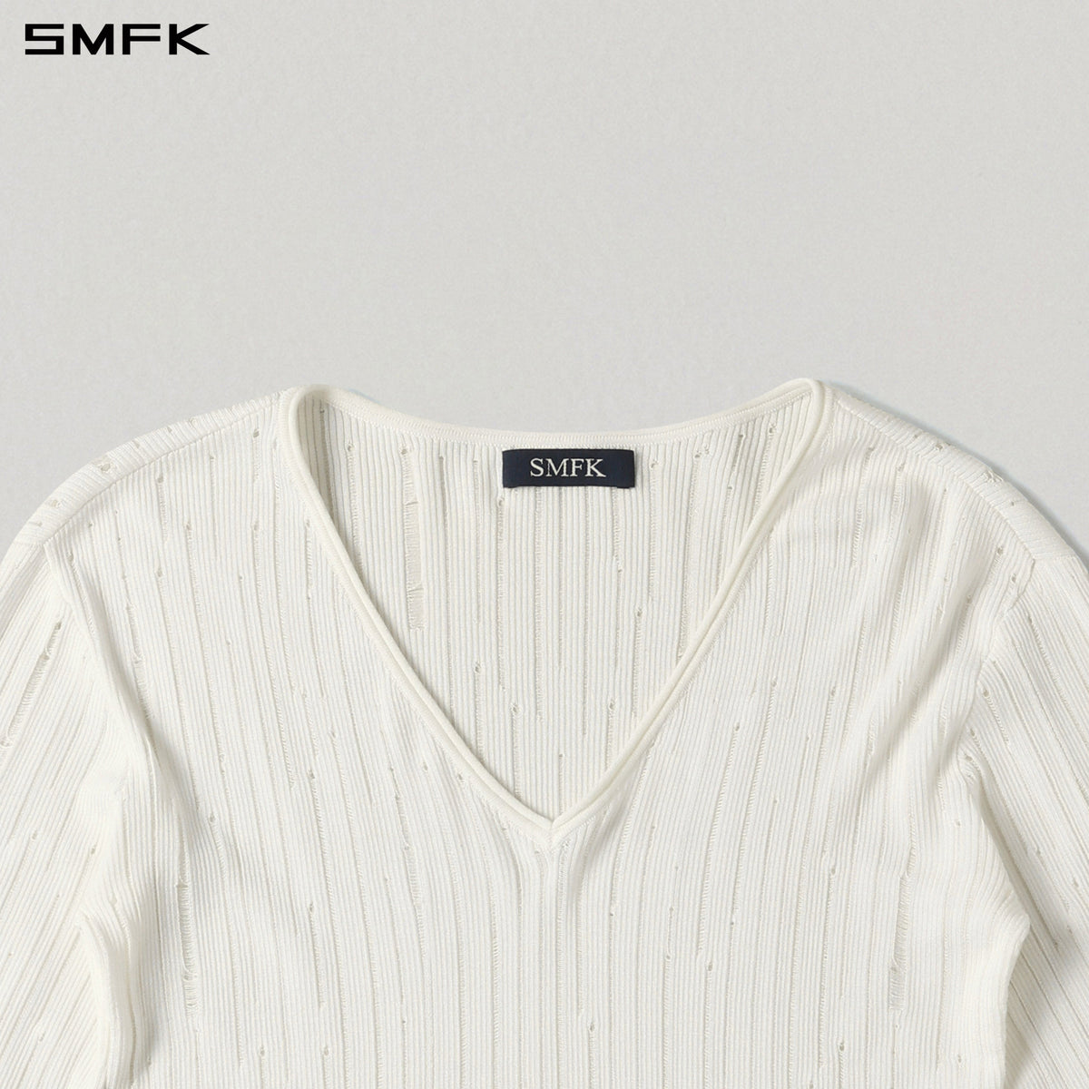 SMFK Mirage Siren Visional Knit Short Pullover Acetate+Cotton Cloud White