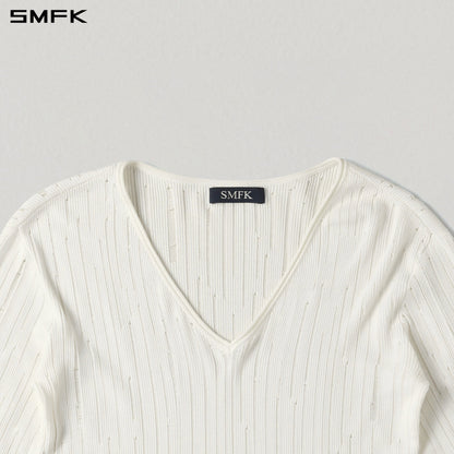 SMFK Mirage Siren Visional Knit Short Pullover Acetate+Cotton Cloud White
