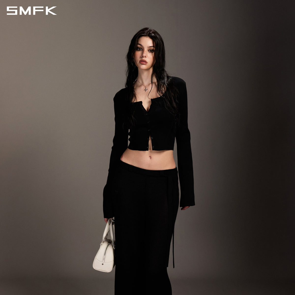 SMFK Myth Seer Slim Knit Cardigan Tencel+Silk Wild Black