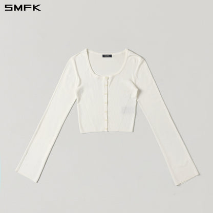 SMFK Myth Seer Slim Knit Cardigan Tencel+Silk Cloud White