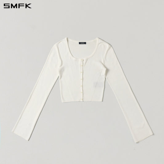 SMFK Myth Seer Slim Knit Cardigan Tencel+Silk Cloud White