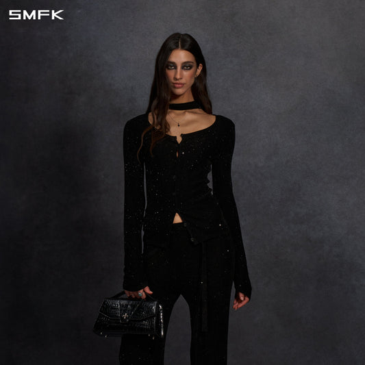 SMFK Myth Aeolus Cloak Knit Cardigan Starry Velvet Galaxy Black