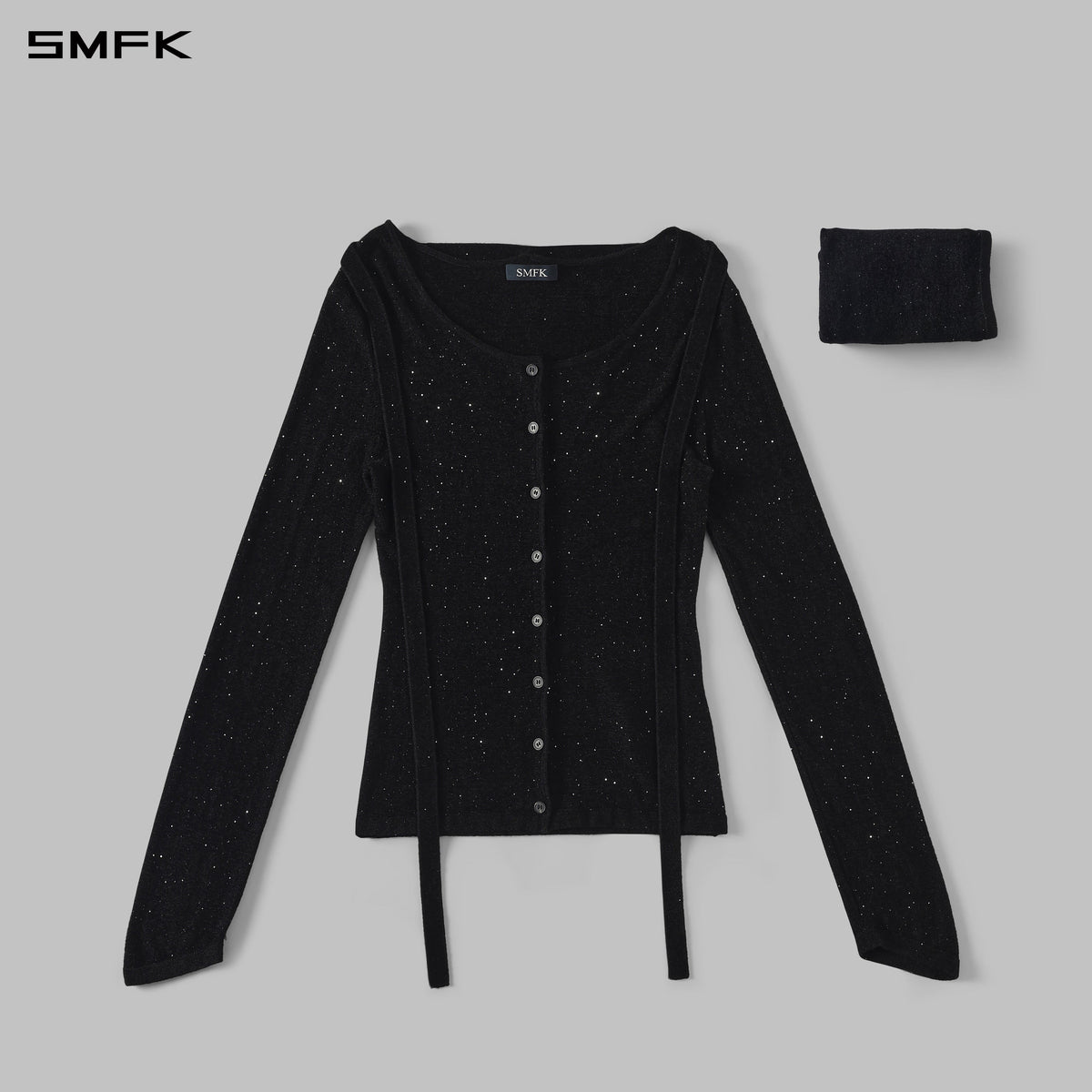 SMFK Myth Aeolus Cloak Knit Cardigan Starry Velvet Galaxy Black