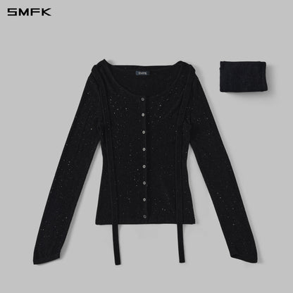 SMFK Myth Aeolus Cloak Knit Cardigan Starry Velvet Galaxy Black