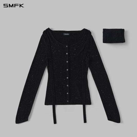SMFK Myth Aeolus Cloak Knit Cardigan Starry Velvet Galaxy Black