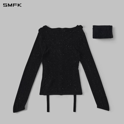 SMFK Myth Aeolus Cloak Knit Cardigan Starry Velvet Galaxy Black