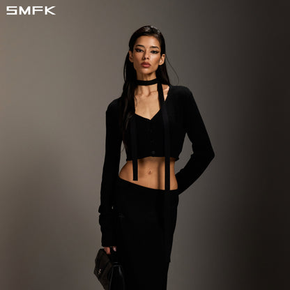 SMFK Myth Siren Short Knit Cardigan Tencel+Silk Wild Black