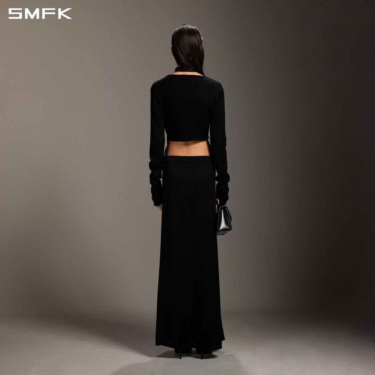 SMFK Myth Siren Short Knit Cardigan Tencel+Silk Wild Black