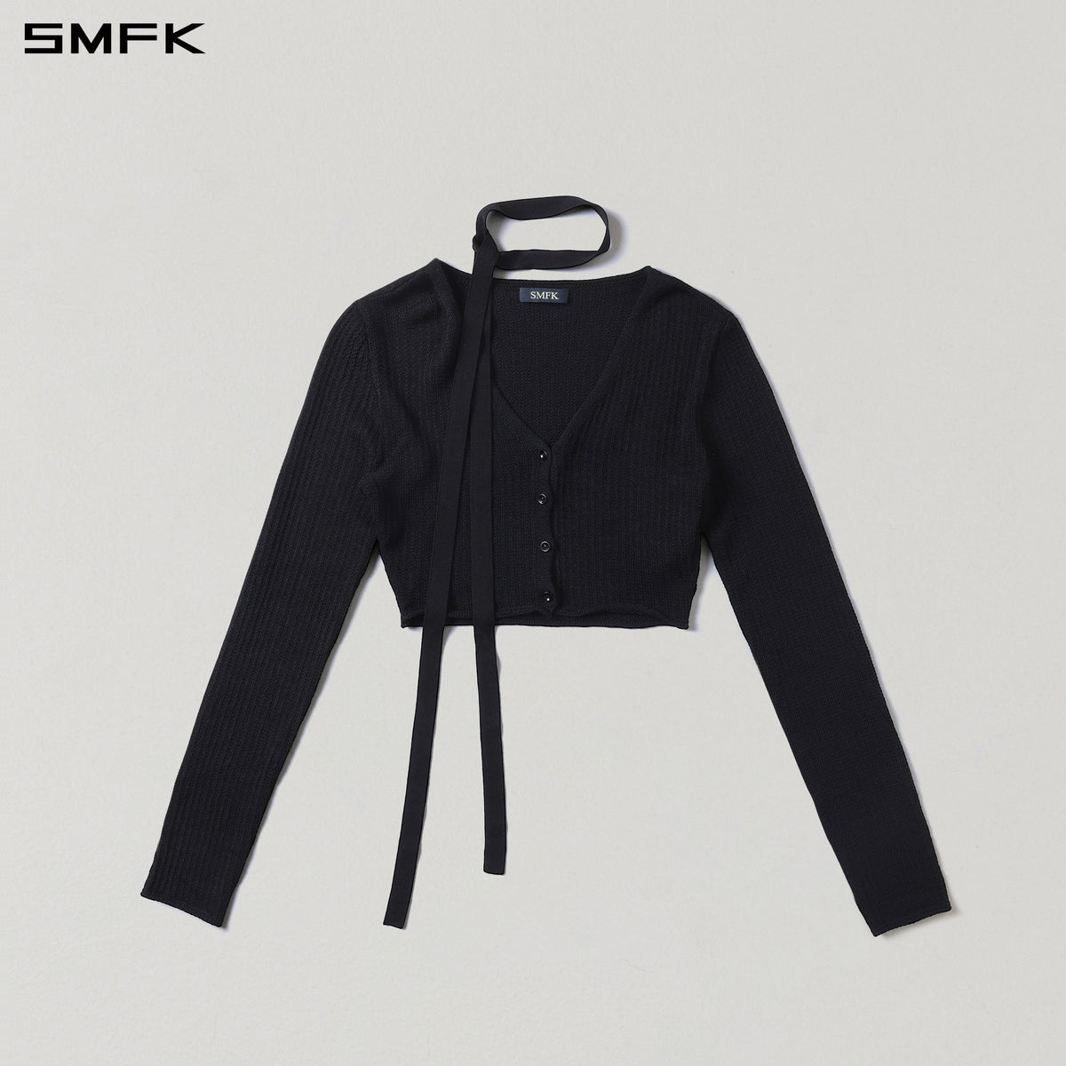 SMFK Myth Siren Short Knit Cardigan Tencel+Silk Wild Black
