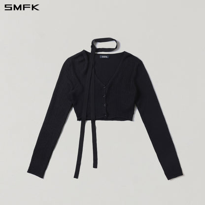 SMFK Myth Siren Short Knit Cardigan Tencel+Silk Wild Black