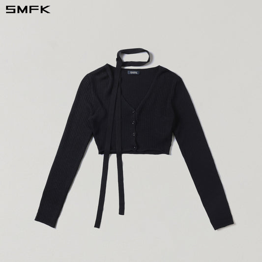 SMFK Myth Siren Short Knit Cardigan Tencel+Silk Wild Black