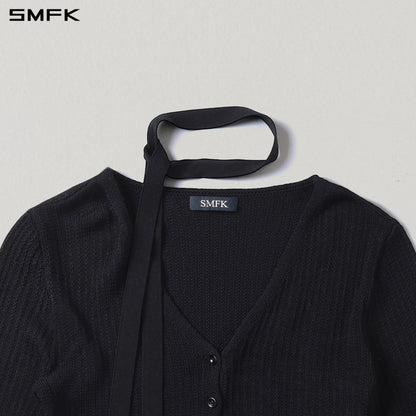SMFK Myth Siren Short Knit Cardigan Tencel+Silk Wild Black