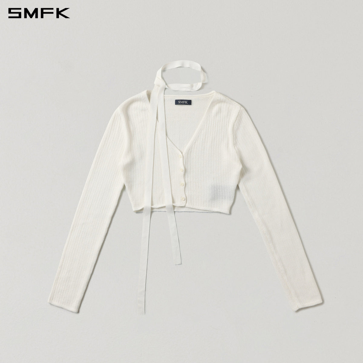 SMFK Myth Siren Short Knit Cardigan Tencel+Silk Cloud White
