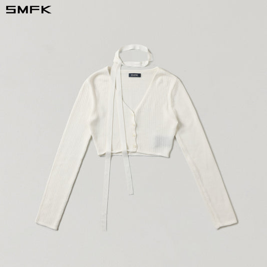 SMFK Myth Siren Short Knit Cardigan Tencel+Silk Cloud White