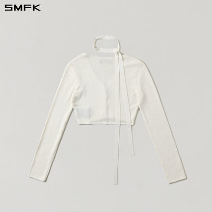 SMFK Myth Siren Short Knit Cardigan Tencel+Silk Cloud White