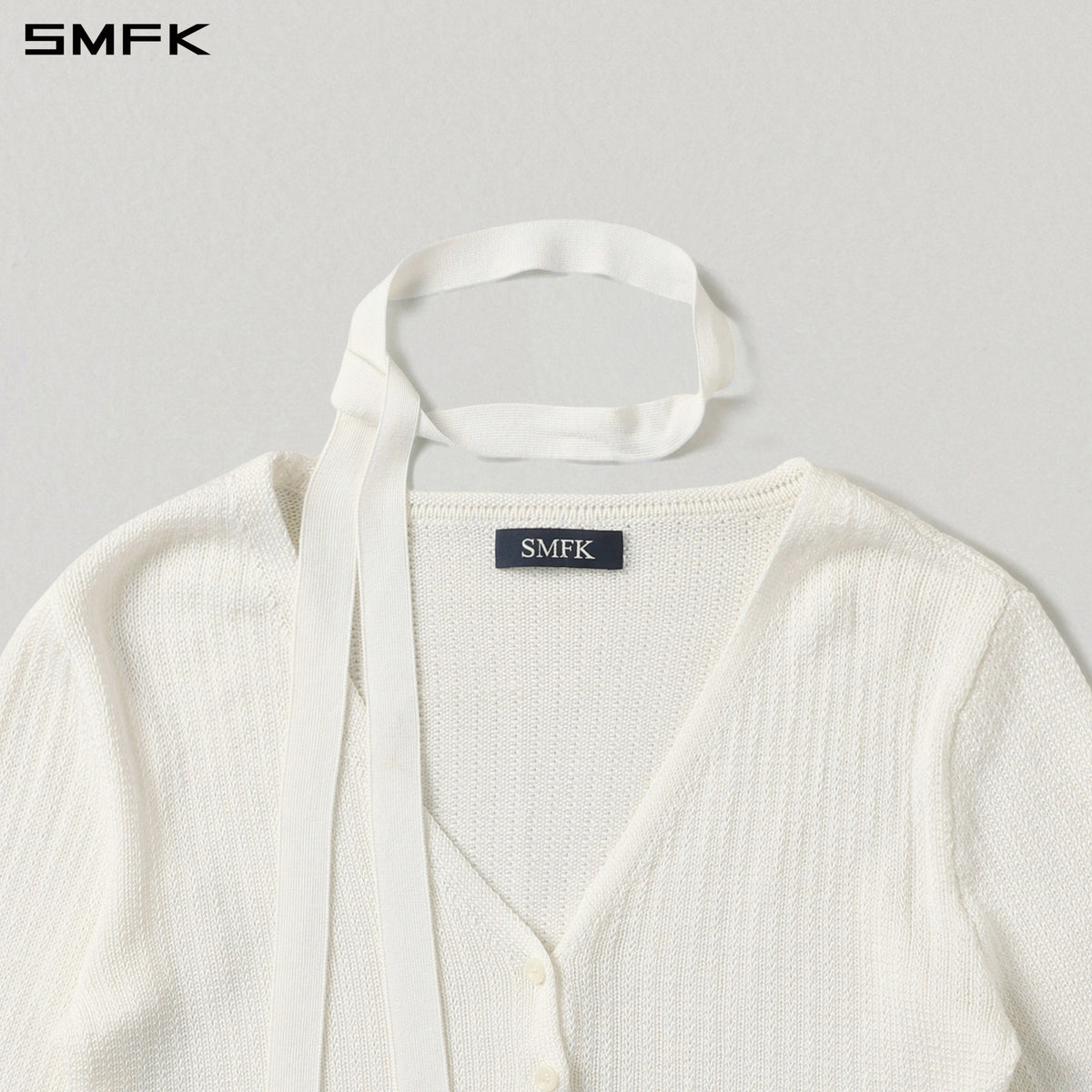 SMFK Myth Siren Short Knit Cardigan Tencel+Silk Cloud White
