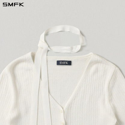 SMFK Myth Siren Short Knit Cardigan Tencel+Silk Cloud White