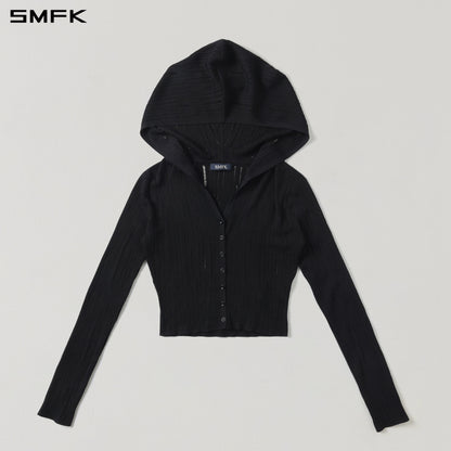 SMFK Mirage Siren Visional Knit Hood Cardigan Tencel+Silk Wild Black
