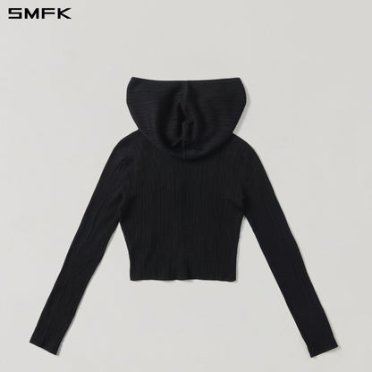 SMFK Mirage Siren Visional Knit Hood Cardigan Tencel+Silk Wild Black