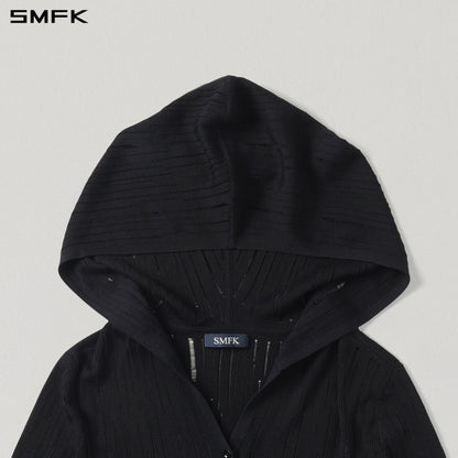 SMFK Mirage Siren Visional Knit Hood Cardigan Tencel+Silk Wild Black