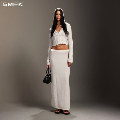 SMFK Mirage Siren Visional Knit Hood Cardigan Tencel+Silk Cloud White