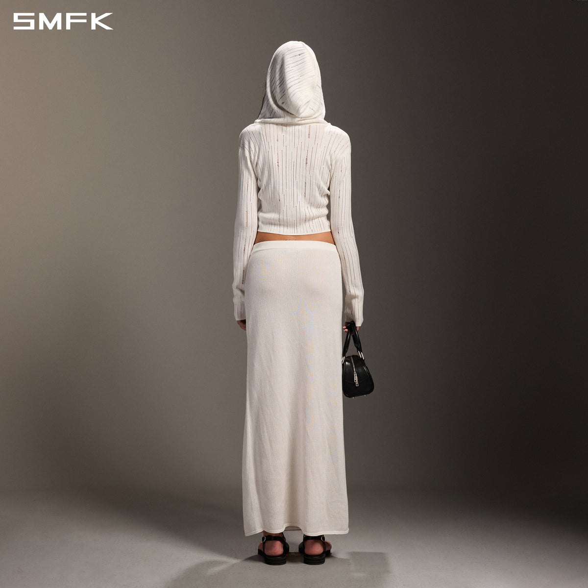 SMFK Mirage Siren Visional Knit Hood Cardigan Tencel+Silk Cloud White