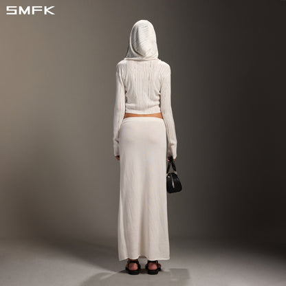 SMFK Mirage Siren Visional Knit Hood Cardigan Tencel+Silk Cloud White