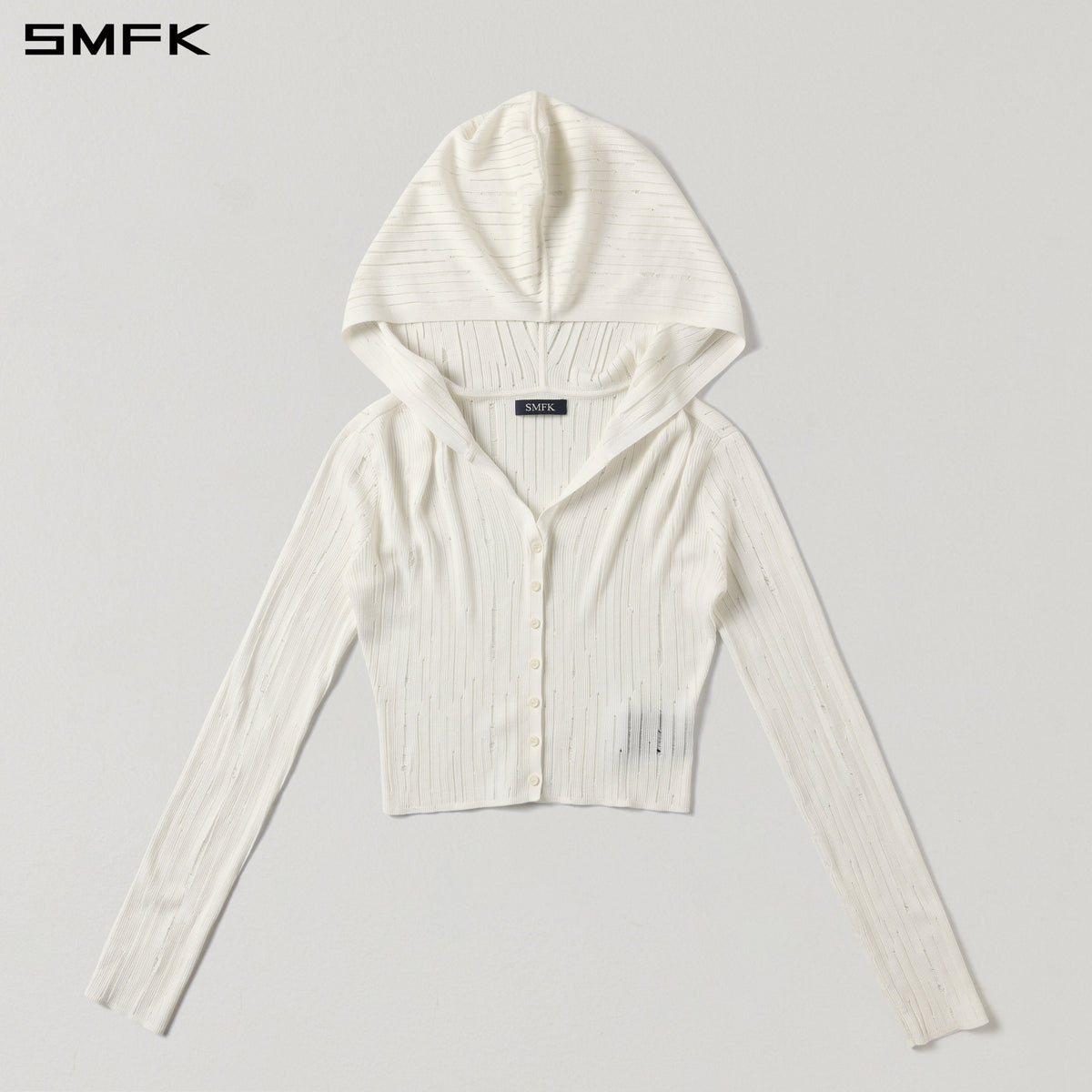 SMFK Mirage Siren Visional Knit Hood Cardigan Tencel+Silk Cloud White