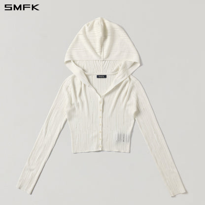 SMFK Mirage Siren Visional Knit Hood Cardigan Tencel+Silk Cloud White