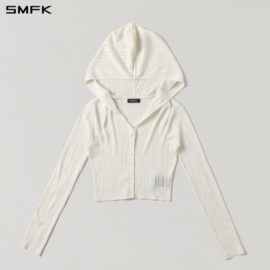 SMFK Mirage Siren Visional Knit Hood Cardigan Tencel+Silk Cloud White