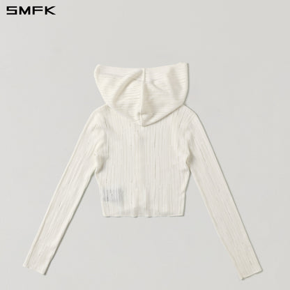 SMFK Mirage Siren Visional Knit Hood Cardigan Tencel+Silk Cloud White